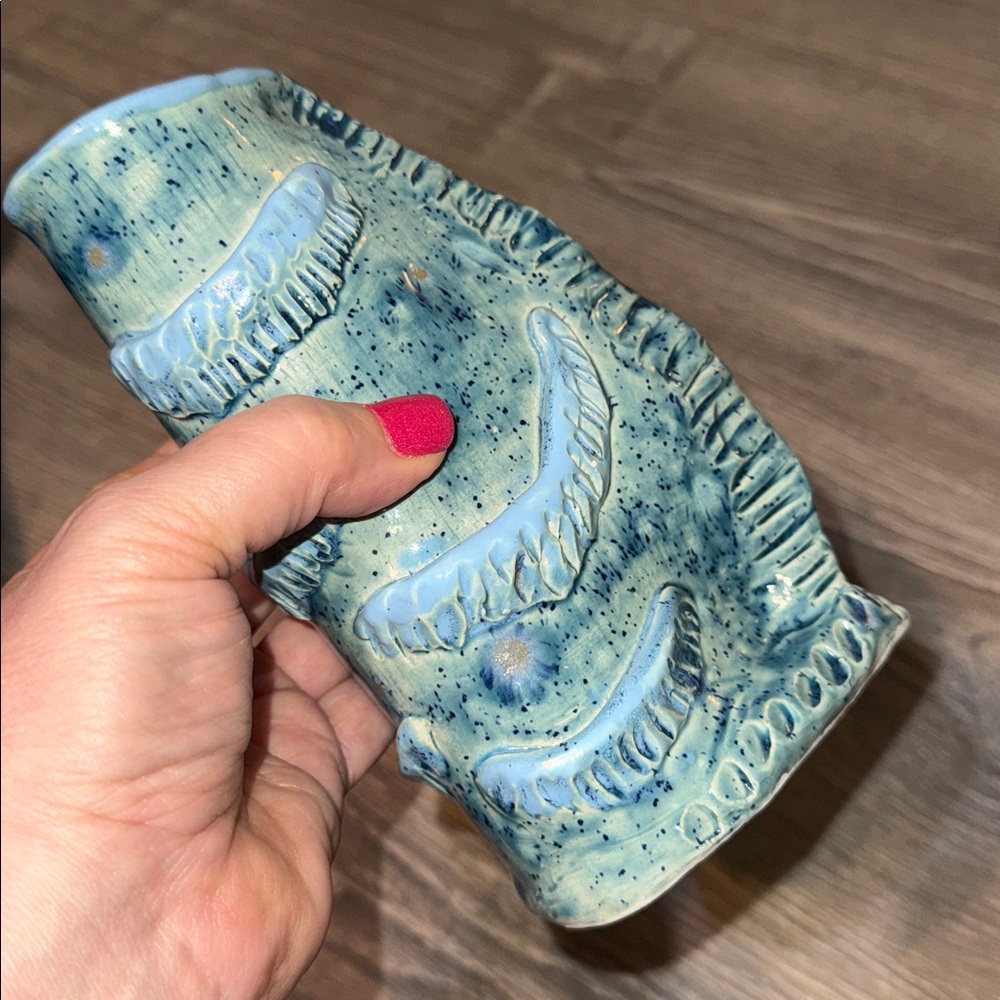 Artisan Coastal Pottery Vase with Fish-like Accents- signed “hBishop” - Picture 14 of 16